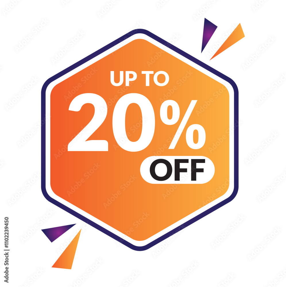 20% OFF Sale Discount Banner. Discount offer price tag. Vector Modern Sticker Illustration. 20% OFF Sale Discount Banner. Discount offer price tag. Vector Modern Sticker Illustration.