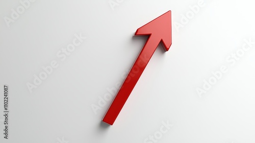  a red arrow pointing upwards on a white background