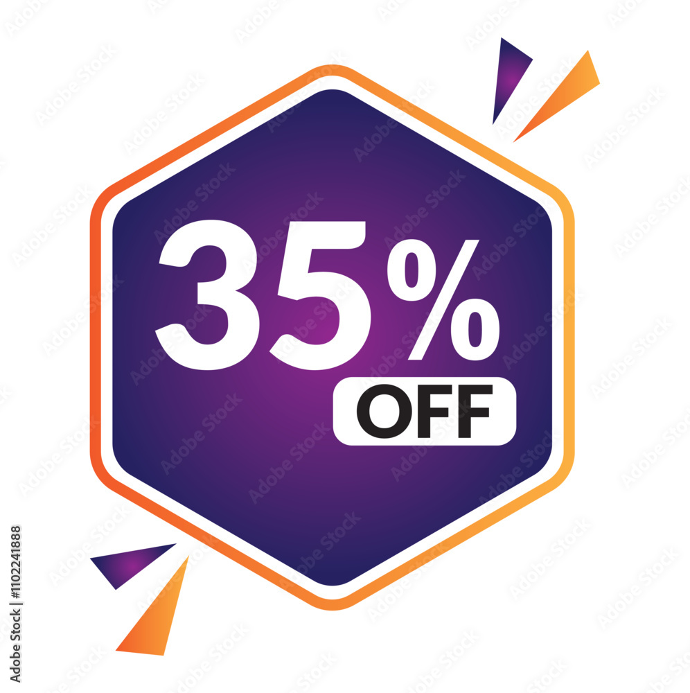 35% OFF Sale Discount Banner. Discount offer price tag. Vector Modern Sticker Illustration. 35% OFF Sale Discount Banner. Discount offer price tag. Vector Modern Sticker Illustration.