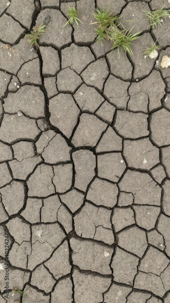 Cracked dry soil texture with bits of grass and pebbles, pebbles, soil Cracked dry soil texture with bits of grass and pebbles, pebbles, soil