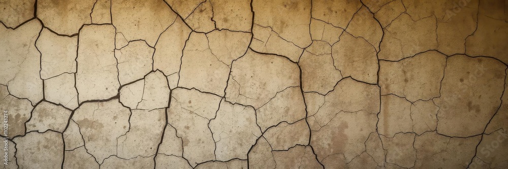 Fototapeta premium Cracked and grungy old wall covered in dirt and peeling paint, grunge, textured