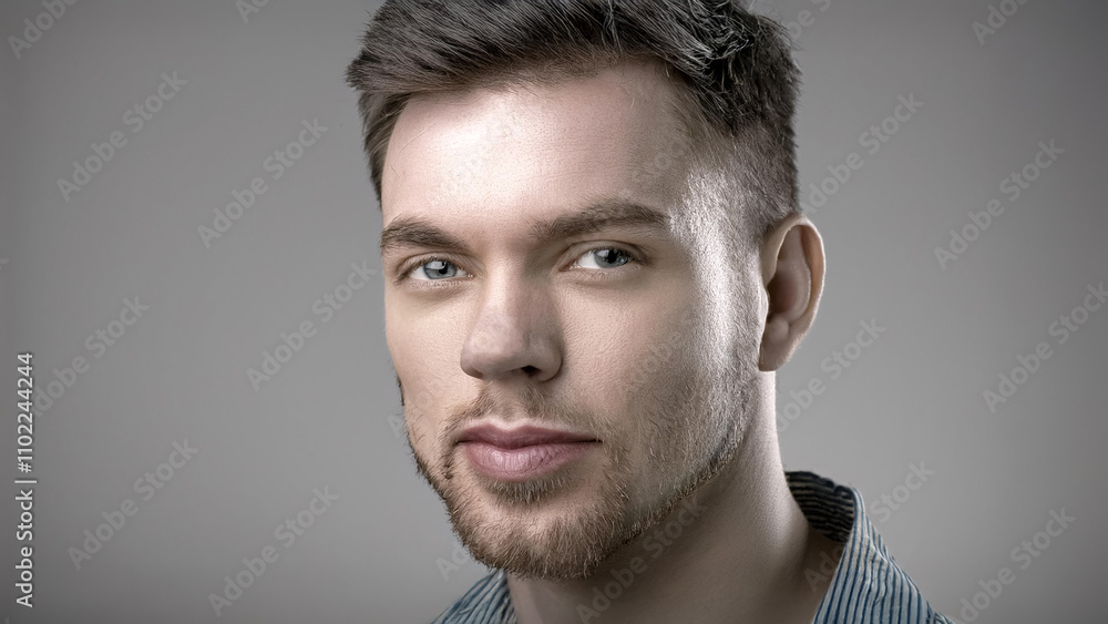 Obraz premium Portrait eines Mannes - Männerporträt - Männliches Portrait - Portrait - Beauty - Schönheit - KI Model - AI Model