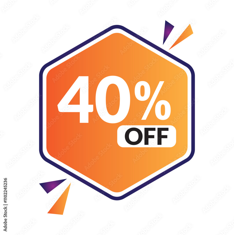 40% OFF Sale Discount Banner. Discount offer price tag. Vector Modern Sticker Illustration. 40% OFF Sale Discount Banner. Discount offer price tag. Vector Modern Sticker Illustration.