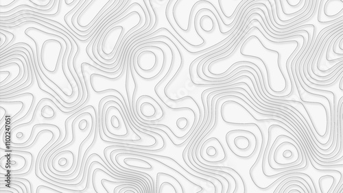 Topographic map. Geographic mountain relief. Abstract lines background. Contour maps. Modern design with White background with topographic wavy pattern. Vector illustration.