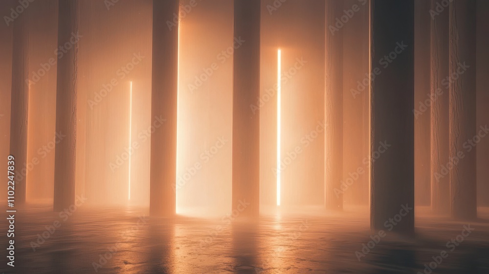 Ethereal Light Beams in Misty Environment with Tall Columns Ethereal Light Beams in Misty Environment with Tall Columns