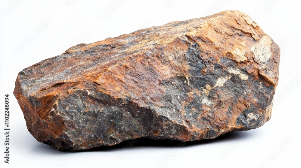 a large rock on a white background It is a pallasite, a type of meteorite, with a reddish-brown color and a rough texture a large rock on a white background It is a pallasite, a type of meteorite, with a reddish-brown color and a rough texture