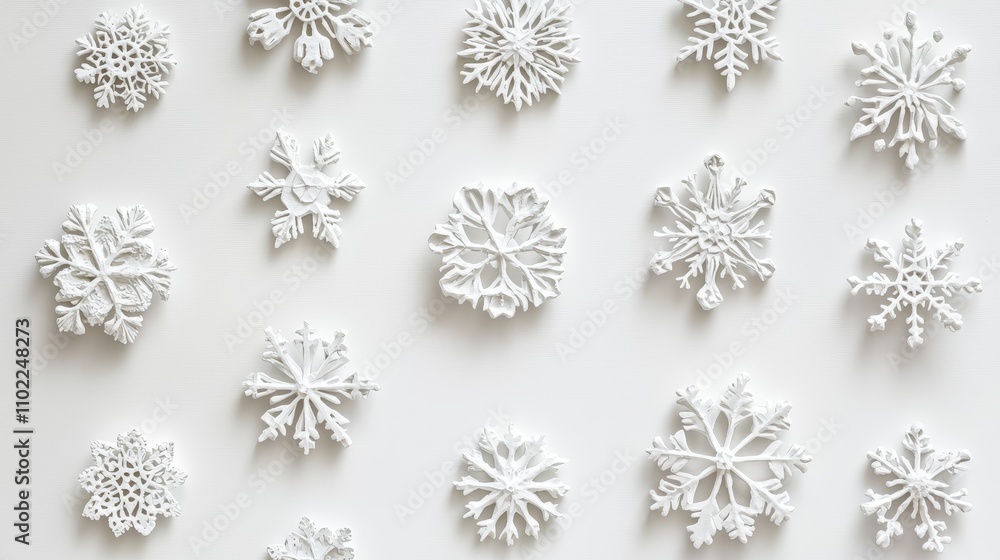 a white wall with a bunch of paper snowflakes hanging on it, creating a festive atmosphere perfect for the Christmas season a white wall with a bunch of paper snowflakes hanging on it, creating a festive atmosphere perfect for the Christmas season