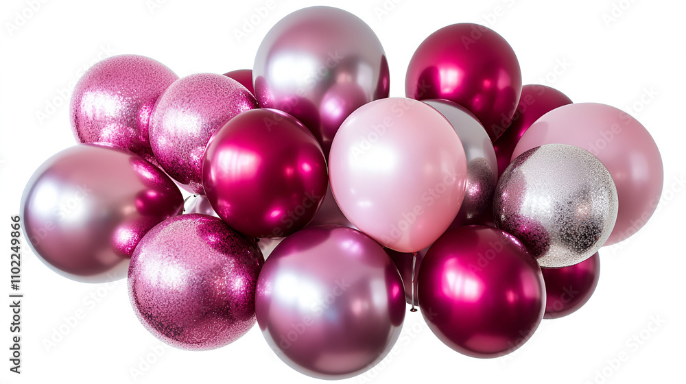 Pink and Silver Metallic Balloons Cluster Pink and Silver Metallic Balloons Cluster