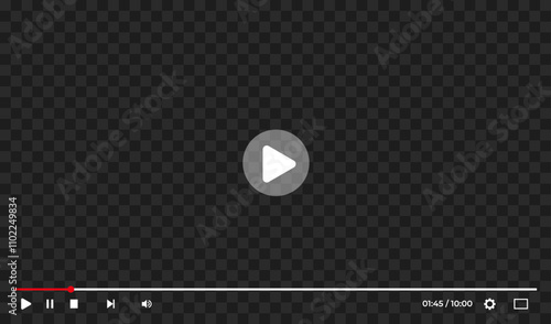 Video screen vector illustration. Video screen interface with controls