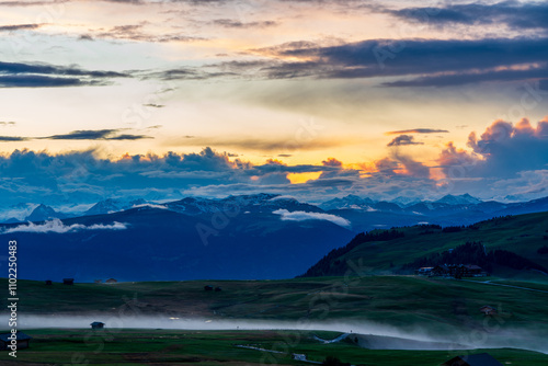 Sunrise in the Dolomites in South Tyrol, Italy.