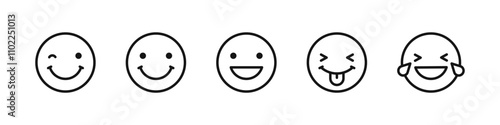 Smile face icon. 
Happy emoticon symbol.