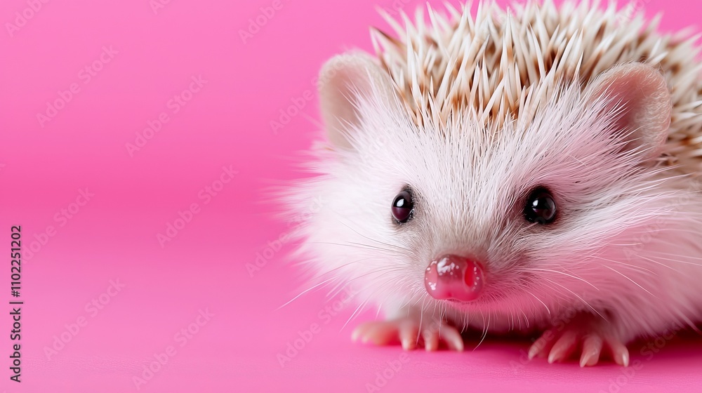 a white and brown hedgehog sitting on top of a pink surface a white and brown hedgehog sitting on top of a pink surface