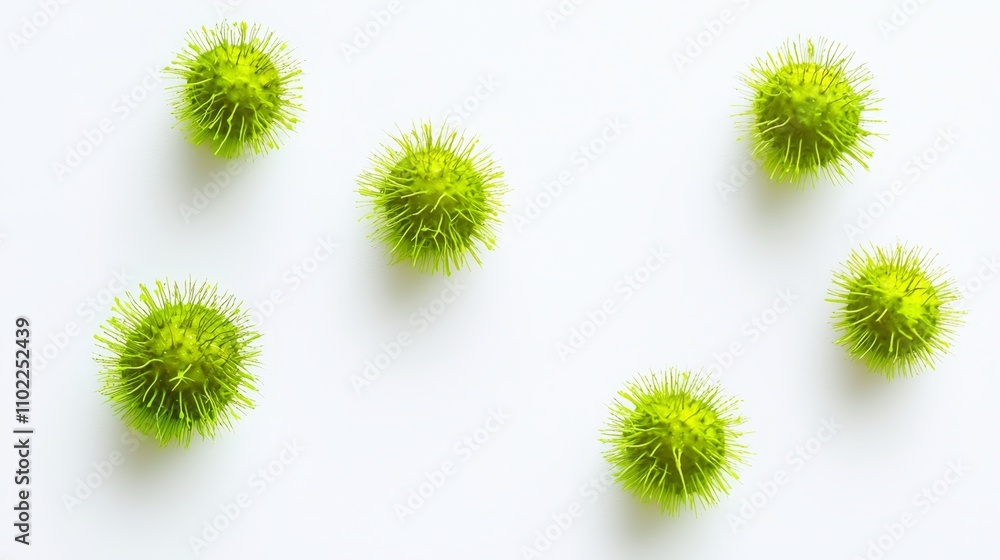 a group of green chestnuts on a white background The chestnuts are a vibrant green color, and the white background provides a stark contrast to the vivid hue of th a group of green chestnuts on a white background The chestnuts are a vibrant green color, and the white background provides a stark contrast to the vivid hue of th