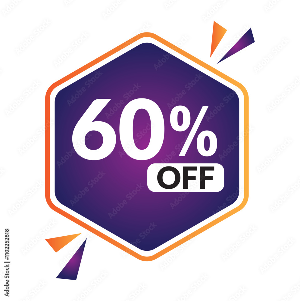 60% OFF Sale Discount Banner. Discount offer price tag. Vector Modern Sticker Illustration. 60% OFF Sale Discount Banner. Discount offer price tag. Vector Modern Sticker Illustration.