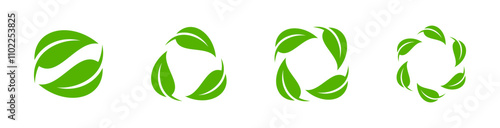 Recycle green symbol set. Recycling waste concept icons.