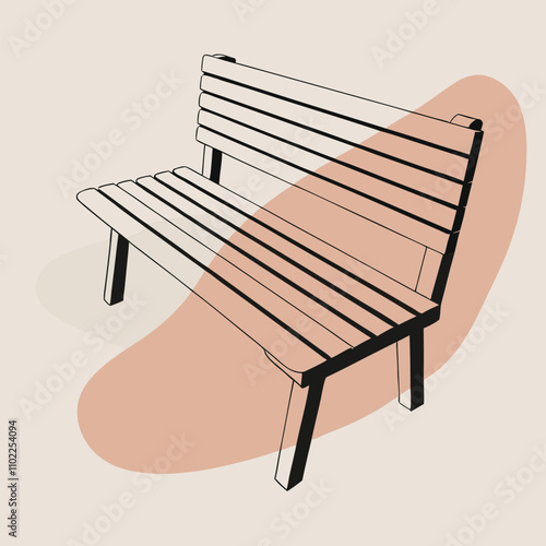 a black and white silhouette of a wooden bench