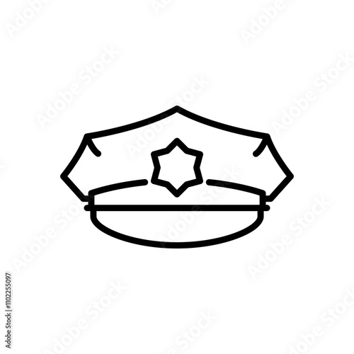 police hat icon vector, line style icon