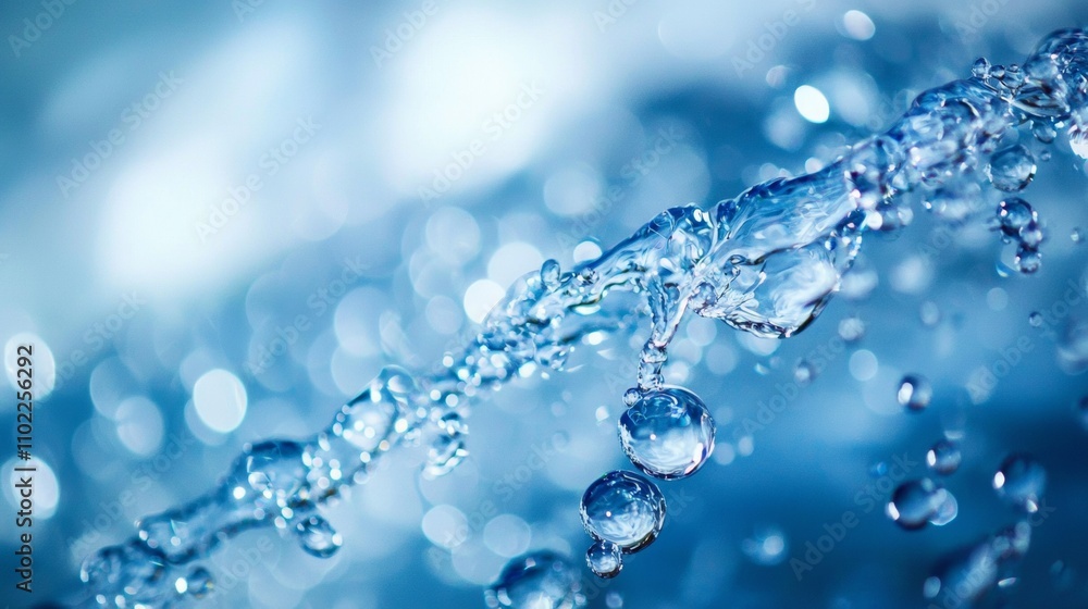 Dynamic splash of water with bubbles and bright lighting Dynamic splash of water with bubbles and bright lighting