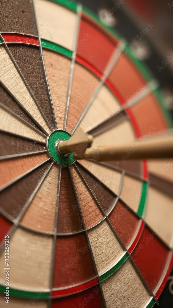 Close-up shot of a dart board with vibrant red and green segments, red, board Close-up shot of a dart board with vibrant red and green segments, red, board