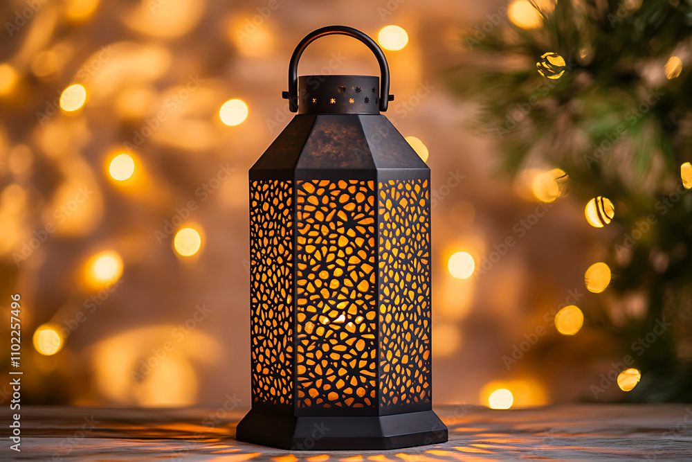 Islamic ramadan kareem celebration lantern with beautiful bokeh lights in the background. Islamic ramadan kareem celebration lantern with beautiful bokeh lights in the background.