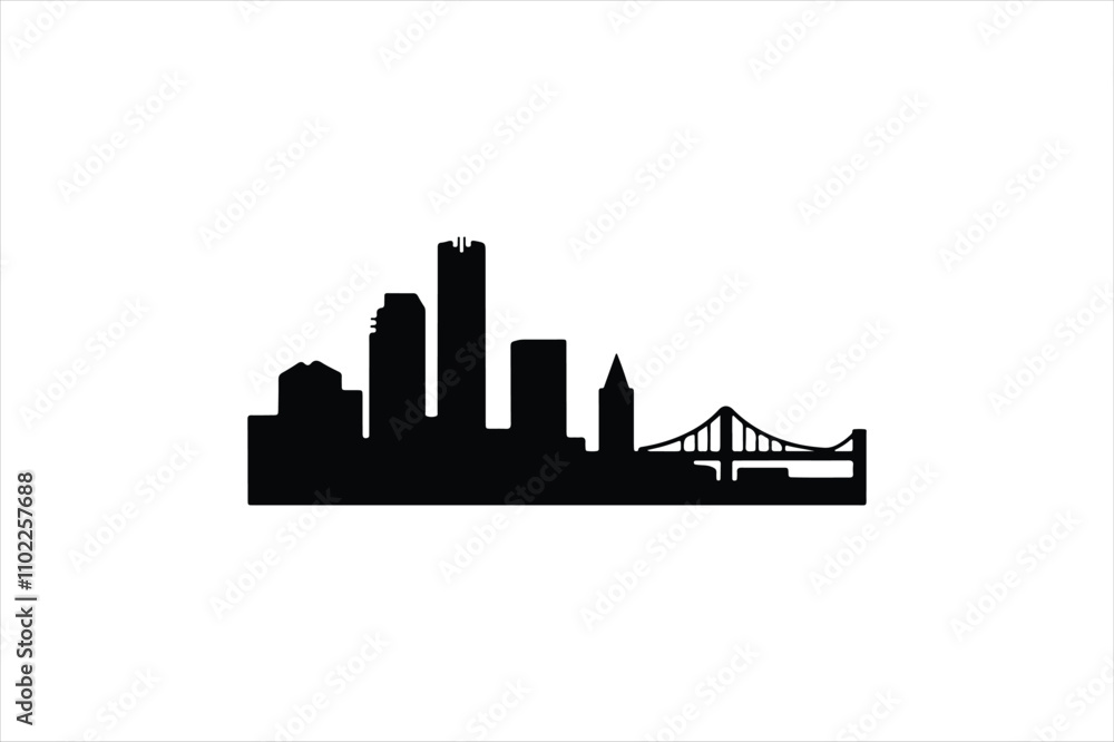 Naklejka premium City skylines vector on white background.
