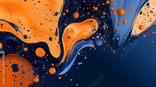 abstract orange blue splash background with space generative ai random seed aspect ratio 16:9