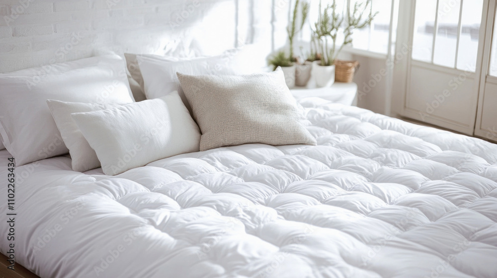 Comfortable mattress topper enhancing sleep quality in bedroom Comfortable mattress topper enhancing sleep quality in bedroom