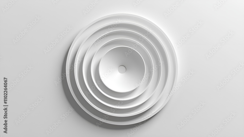 Fototapeta premium Sleek abstract circular design with layered white rings in a minimalistic style