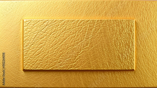 Textured golden leather plaque on a matching golden background