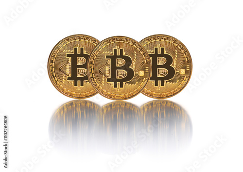 Obraz na płótnie Bitcoin isolated on white background. Bitcoin coin. w salonie