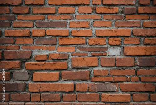 rustic brick wall with visible cracks and imperfections