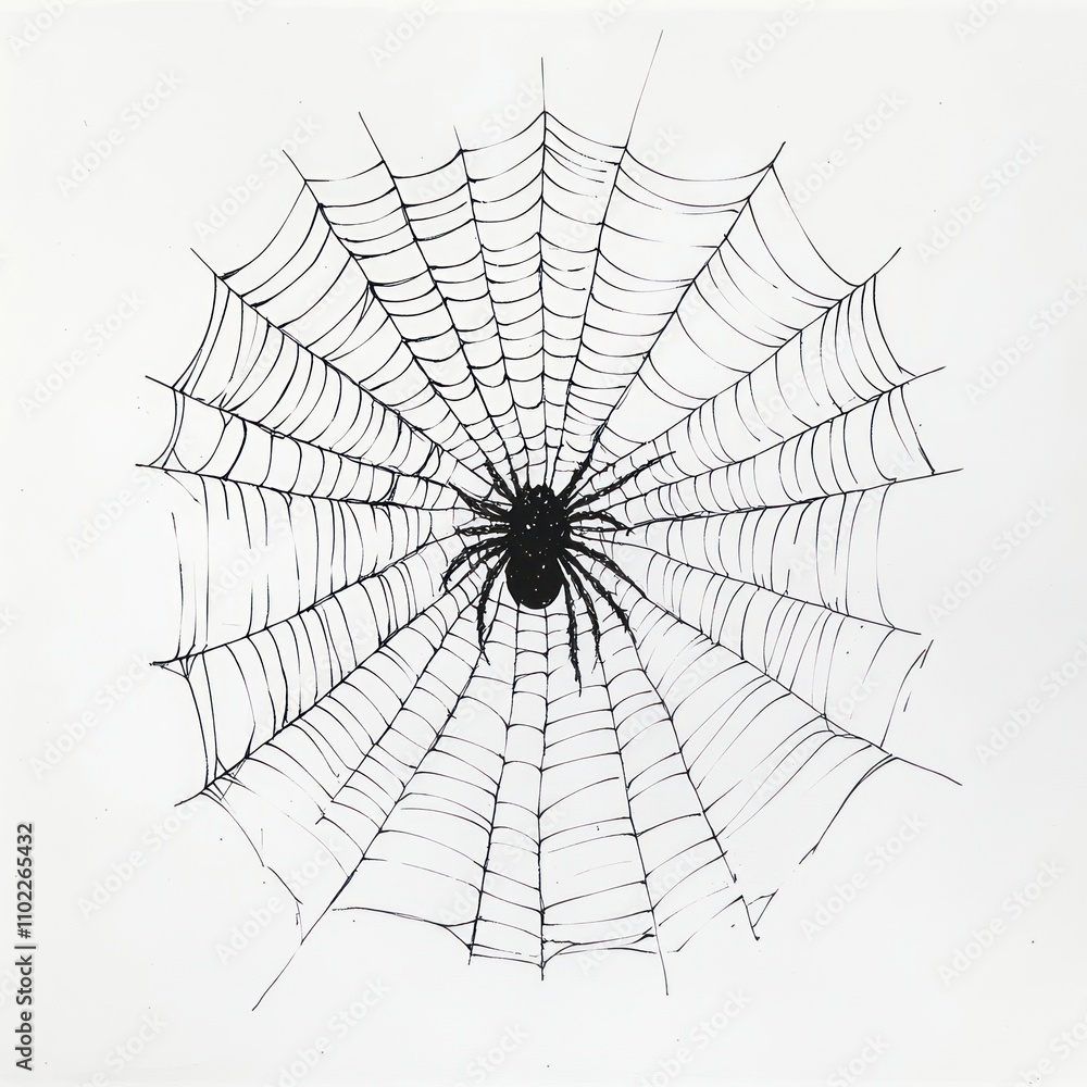 Obraz premium Black Spider Centered Within A Detailed Web