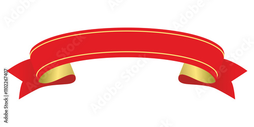 Red and Golden Ribbon Vector PNG