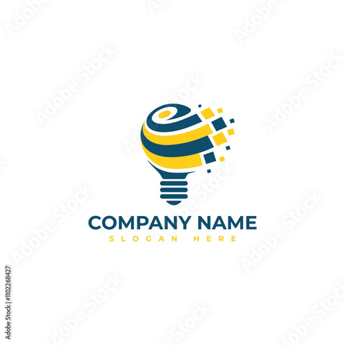 Modern logo of light bulb solution tech creative idea