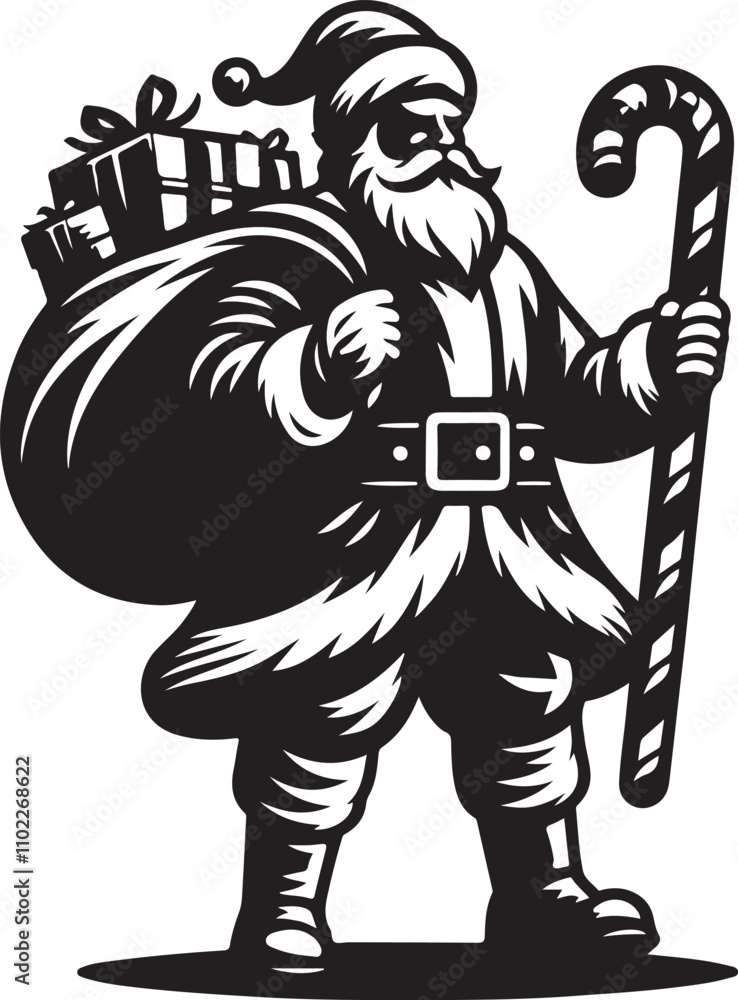 Fototapeta premium Silhouette Santa Claus Christmas holiday Silhouette