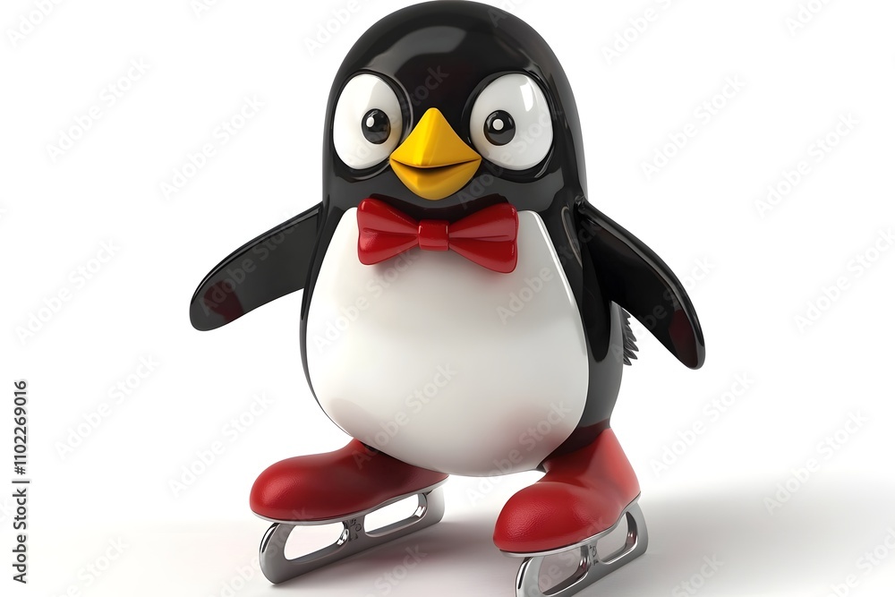 Fototapeta premium A cute cartoon penguin wearing glasses, ready for a winter adventure
