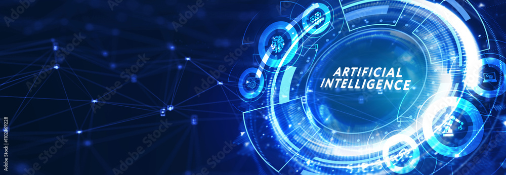 Artificial intelligence (AI), machine learning and modern computer technologies concepts. 3d illustration Artificial intelligence (AI), machine learning and modern computer technologies concepts. 3d illustration