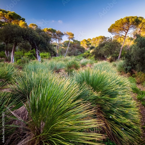 Mediterranean undergrowth vegetation in Coma dels Cairats, Son Moragues public estate photo