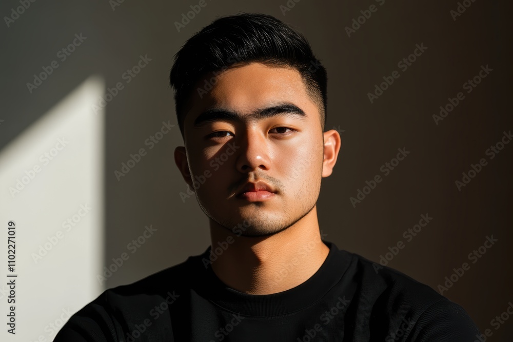 Fototapeta premium 自然光の中でポーズをとる男性の肖像