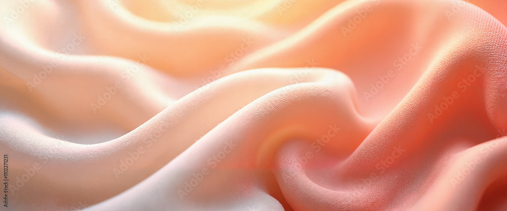 Soft flowing fabric texture with warm peach tones for elegant design backdrop Soft flowing fabric texture with warm peach tones for elegant design backdrop