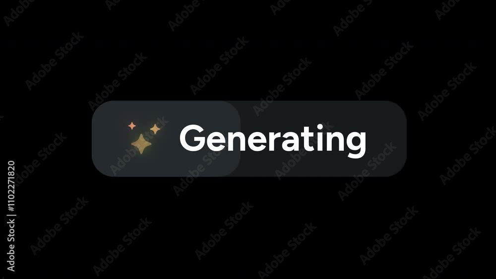 Generate AI button animation. Button for AI Image Generator, Video Generator, Text Generator. Button with progress indicator. 4K Alpha Matte.