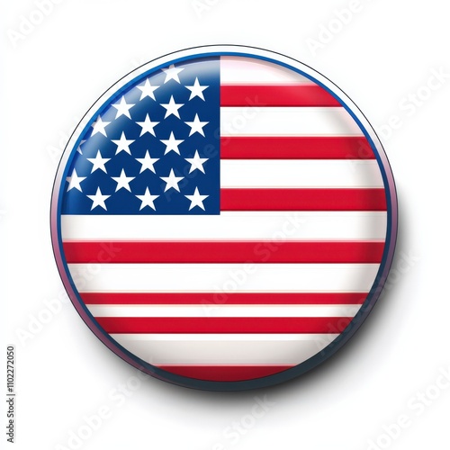 Free Download Made in USA Badge with American Flag on White Background. Certificate Design with Blue and Red Colors - GFXLoad