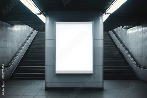 Light box display with white blank space for advertisement. Subway mock-up design. Horizontal
