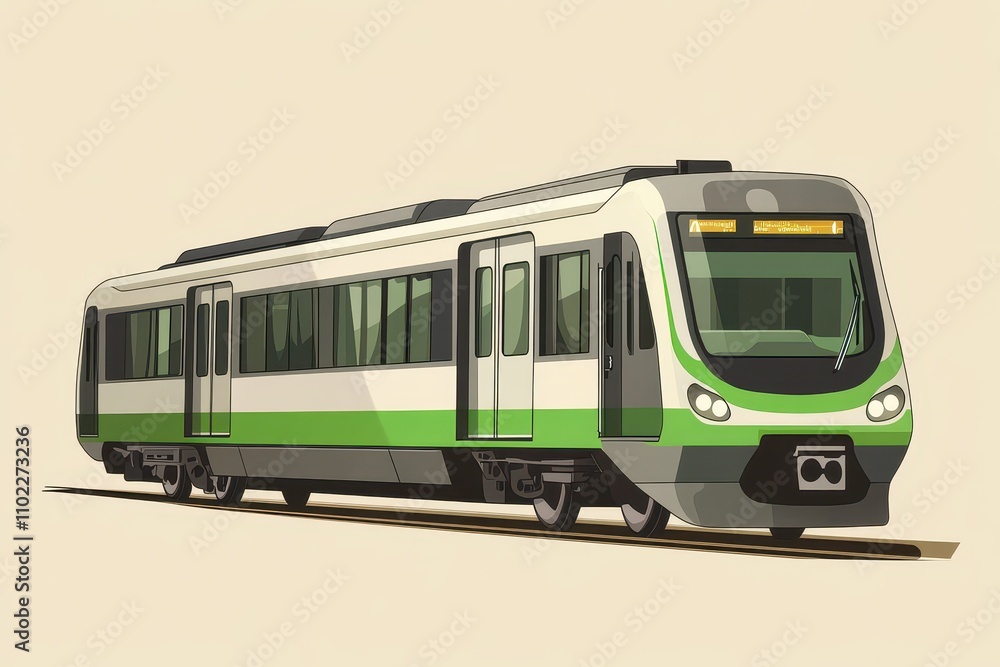 Modern electric train with green accents showcasing sleek design and advanced technology Modern electric train with green accents showcasing sleek design and advanced technology