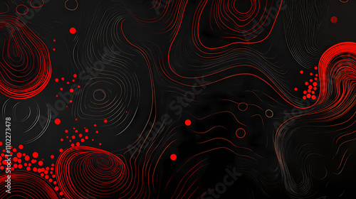 A wallpaper for a with black mathematical shapes with red glowing details, it is surrealistic and abstract,. Phantasmagoric. Illustration