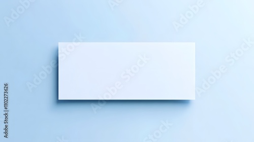 Blank white rectangular card on light blue background.