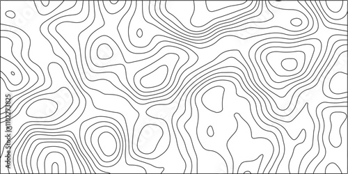 Abstract black & white topographic Contour Scheme and Terrain on old paper. Topography and geography map grid abstract backdrop. Paper texture Imitation of a geographical map shades.