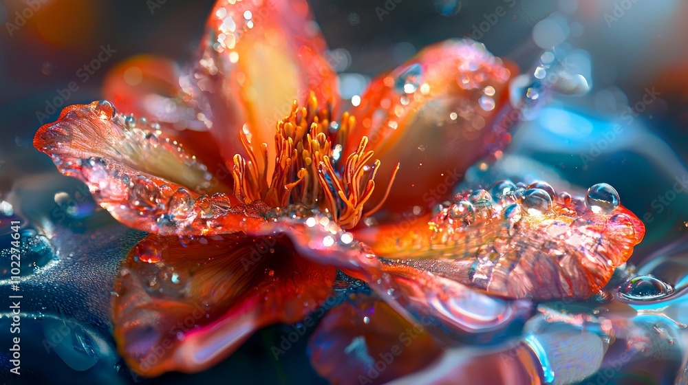 Close-up of a vibrant flower with water droplets Close-up of a vibrant flower with water droplets