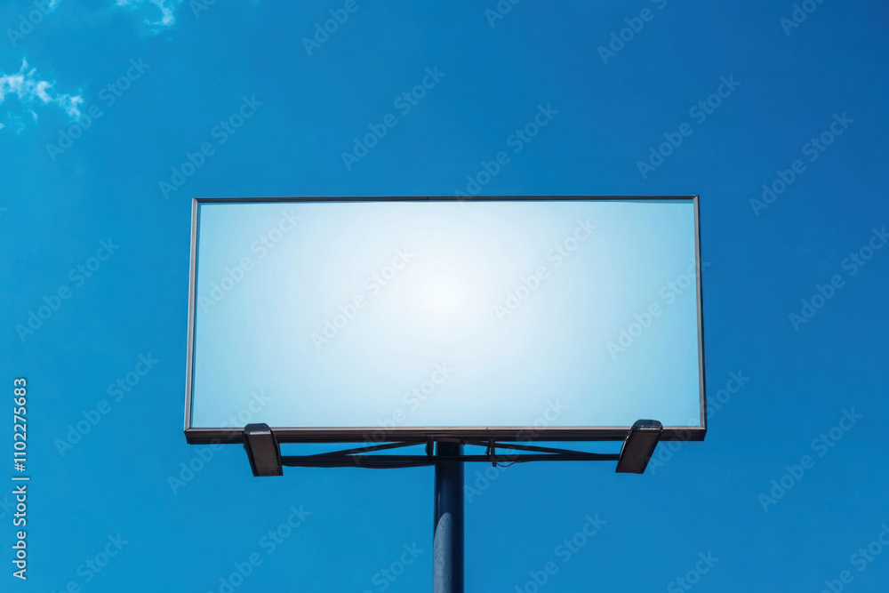 3D illustration of blank white billboard against blue sky.
3D illustration of blank white billboard against blue sky.