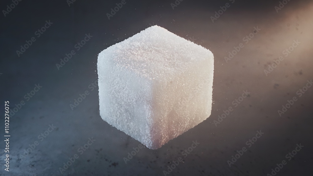 A sugar cube floating in mid-air A sugar cube floating in mid-air